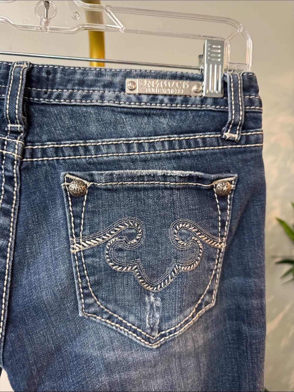 Rerock for express Y2K  low rise bootcut  Jeans with Embroidered Back Pockets 4 - Picture 5 of 14